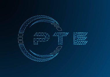 PTE düşük poli harfli logo vektör tasarımı. PTE düşük polyester logo tasarımı. Düşük polyester logo.