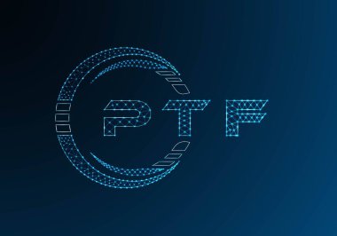 PTF düşük poli harfli logo vektör tasarımı. PTF düşük polyester logo tasarımı. Düşük polyester logo.