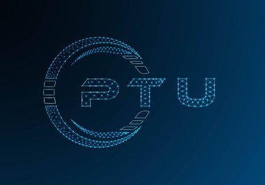 PTU düşük poli harfli logo vektör tasarımı. PTU düşük polyester logo tasarımı. Düşük polyester logo.