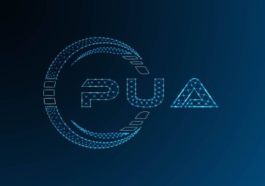 PUA düşük poli harfli logo vektör tasarımı. PUA düşük poli logo tasarımı. Düşük polyester logo.