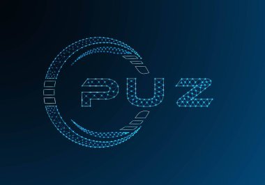 PUZ düşük poli harfli logo vektör tasarımı. PUZ düşük poli logo tasarımı. Düşük polyester logo.