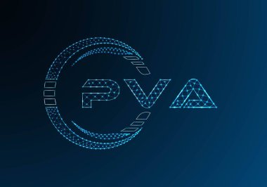 PVA düşük poli harfli logo vektör tasarımı. PVA düşük polyester logo tasarımı. Düşük polyester logo.