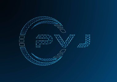 PVJ düşük poli harfli logo vektör tasarımı. PVJ düşük polyester logo tasarımı. Düşük polyester logo.