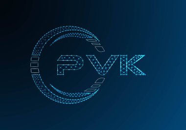 PVK düşük poli harfli logo vektör tasarımı. PVK düşük poli logo tasarımı. Düşük polyester logo.