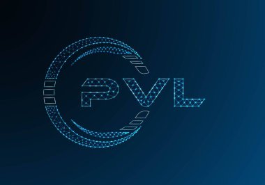 PVL düşük poli harfli logo vektör tasarımı. PVL düşük poli logo tasarımı. Düşük polyester logo.