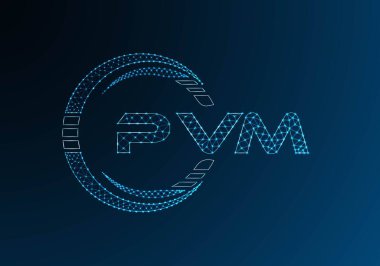 PVM düşük poli harfli logo vektör tasarımı. PVM düşük polyester logo tasarımı. Düşük polyester logo.