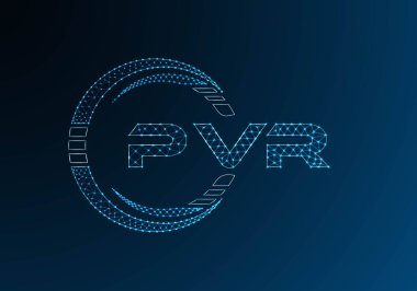 PVR düşük poli harfli logo vektör tasarımı. PVR düşük polyester logo tasarımı. Düşük polyester logo.