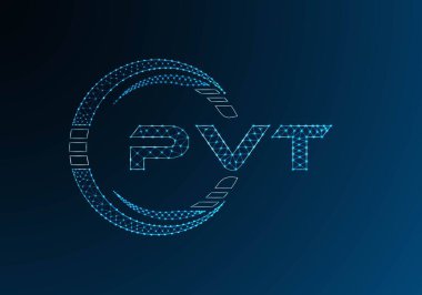 PVT düşük poli harfli logo vektör tasarımı. PVT düşük polyester logo tasarımı. Düşük polyester logo.