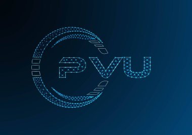 PVU düşük poli harfli logo vektör tasarımı. PVU düşük polyester logo tasarımı. Düşük polyester logo.