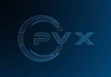 PVX düşük poli harfli logo vektör tasarımı. PVX düşük poli logo tasarımı. Düşük polyester logo.