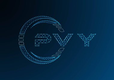 PVY düşük poli harfli logo vektör tasarımı. PVY düşük poli logo tasarımı. Düşük polyester logo.