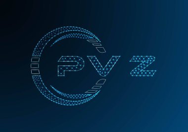 PVZ düşük poli harfli logo vektör tasarımı. PVZ düşük polyester logo tasarımı. Düşük polyester logo.