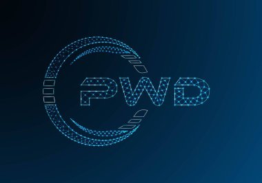 PWD düşük poli harfli logo vektör tasarımı. PWD düşük polyester logo tasarımı. Düşük polyester logo.