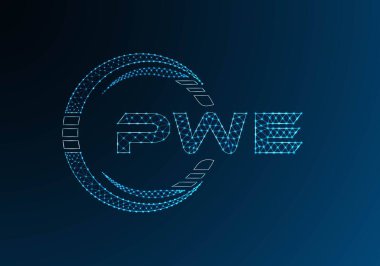 PWE düşük poli harfli logo vektör tasarımı. PWE düşük poli logo tasarımı. Düşük polyester logo.