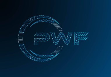 PWF düşük poli harfli logo vektör tasarımı. PWF düşük polyester logo tasarımı. Düşük polyester logo.