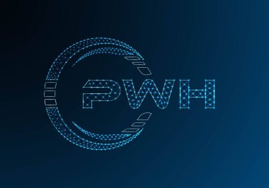 PWH düşük poli harfli logo vektör tasarımı. PWH düşük poli logo tasarımı. Düşük polyester logo.