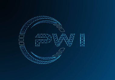 PWI düşük poli harfli logo vektör tasarımı. PWI düşük polyester logo tasarımı. Düşük polyester logo.