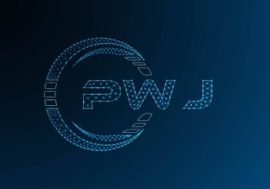 PWJ düşük poli harfli logo vektör tasarımı. PWJ düşük polyester logo tasarımı. Düşük polyester logo.