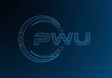PWU düşük poli harfli logo vektör tasarımı. PWU düşük polyester logo tasarımı. Düşük polyester logo.