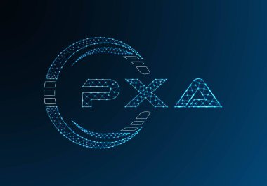 PXA düşük poli harfli logo vektör tasarımı. PXA düşük polyester logo tasarımı. Düşük polyester logo.