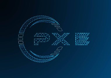 PXE düşük poli harfli logo vektör tasarımı. PXE düşük poli logo tasarımı. Düşük polyester logo.