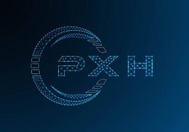 PXH düşük poli harfli logo vektör tasarımı. PXH düşük poli logo tasarımı. Düşük polyester logo.