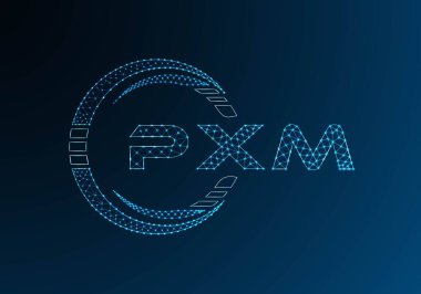 PXM düşük poli harfli logo vektör tasarımı. PXM düşük polyester logo tasarımı. Düşük polyester logo.