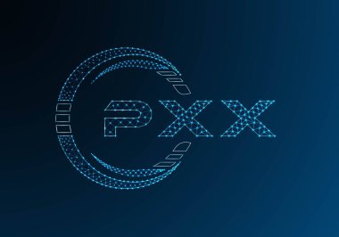 PXX düşük poli harfli logo vektör tasarımı. PXX düşük poli logo tasarımı. Düşük polyester logo.