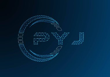 PYJ düşük poli harfli logo vektör tasarımı. PYJ düşük polyester logo tasarımı. Düşük polyester logo.