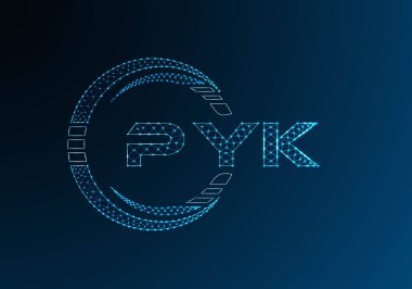 PYK düşük poli harfli logo vektör tasarımı. PYK düşük polyester logo tasarımı. Düşük polyester logo.