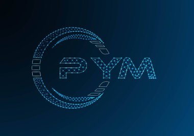 PYM düşük poli harfli logo vektör tasarımı. PYM düşük polyester logo tasarımı. Düşük polyester logo.