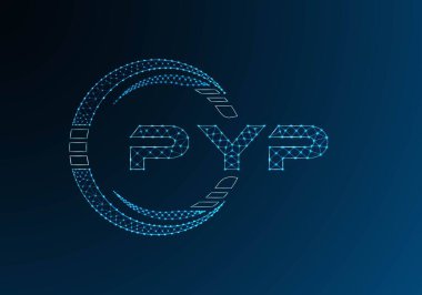 PYP düşük poli harfli logo vektör tasarımı. PYP düşük poli logo tasarımı. Düşük polyester logo.