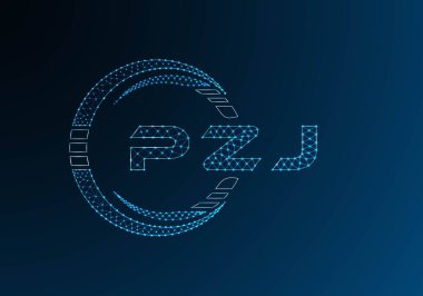 PZJ düşük poli harfli logo vektör tasarımı. PZJ düşük polyester logo tasarımı. Düşük polyester logo.