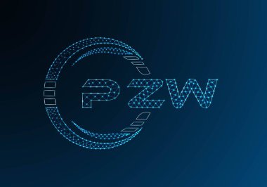 PZW düşük poli harfli logo vektör tasarımı. PZW düşük polyester logo tasarımı. Düşük polyester logo.