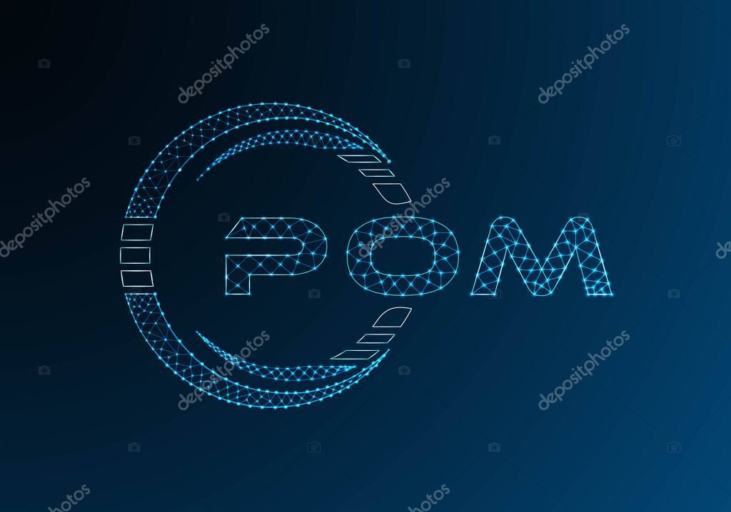 POM low poly letter logo vector design. POM lower poly logo design. Low poly logo.