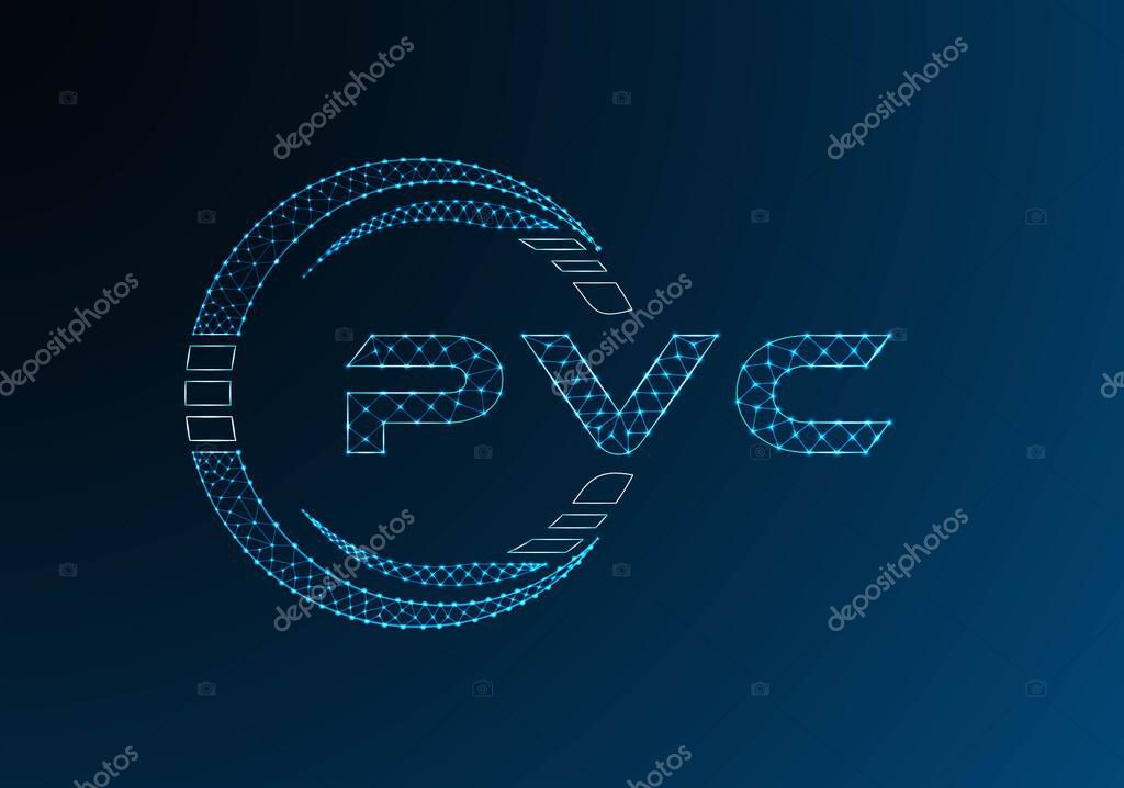 PVC low poly letter logo vector design. PVC lower poly logo design. Low poly logo.