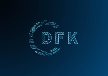 DFK düşük poli harfli logo vektör tasarımı. DFK düşük poli logo tasarımı. DFK benzersiz düşük poli logo tasarımı.