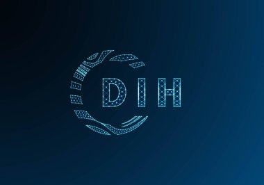 DIH düşük poli harfli logo vektör tasarımı. DIH düşük poli logo tasarımı. DIH benzersiz düşük polyester logo tasarımı.