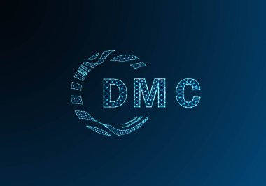 DMC düşük poli harfli logo vektör tasarımı. DMC düşük poli logo tasarımı. DMC benzersiz düşük poli logo tasarımı.