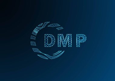 DMP düşük poli harfli logo vektör tasarımı. DMP düşük poli logo tasarımı. DMP benzersiz düşük polyester logo tasarımı.