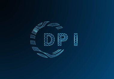 DPI düşük poli harfli logo vektör tasarımı. DPI düşük poli logo tasarımı. DPI benzersiz düşük poli logo tasarımı.