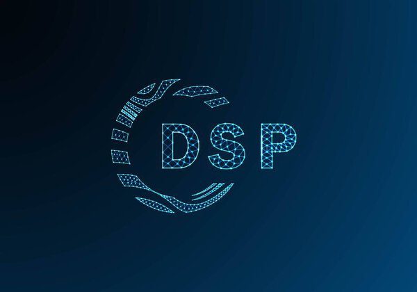 Векторный дизайн логотипа DSP с низким полюсом. DSP ниже дизайн логотипа поли. Уникальный дизайн логотипа DSP.