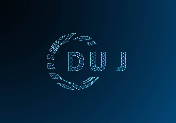 DUJ low poly letter logo vector design. DUJ lower poly logo design. DUJ unique low poly logo design.