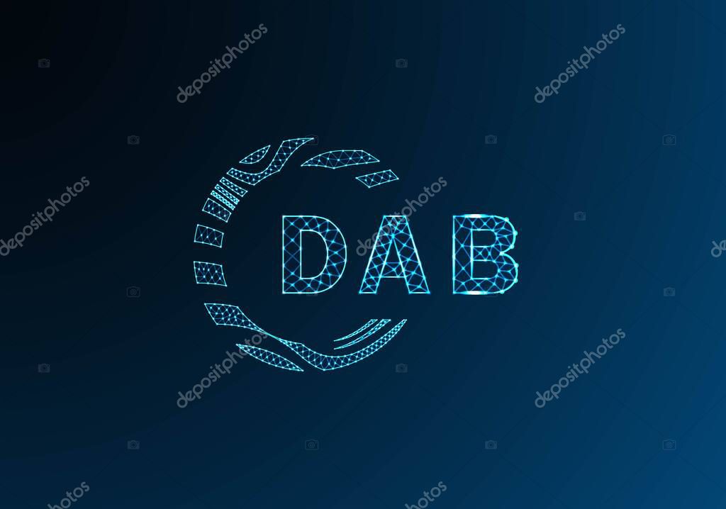 DAB low poly letter logo vector design. DAB lower poly logo design. DAB unique low poly logo design.
