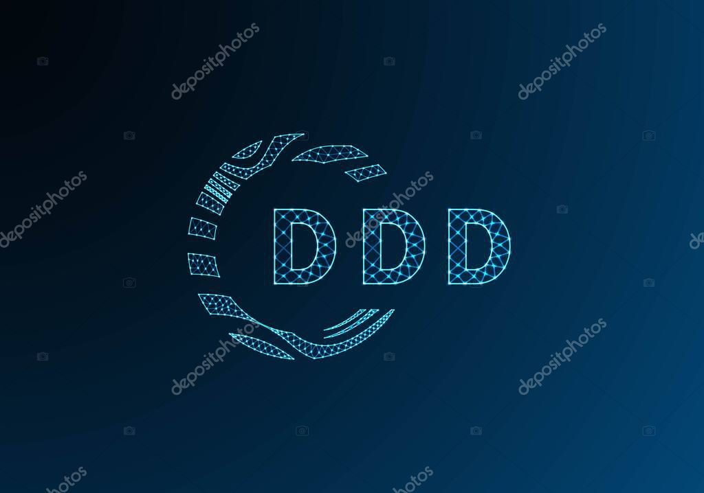 DDD low poly letter logo vector design. DDD lower poly logo design. DDD unique low poly logo design.
