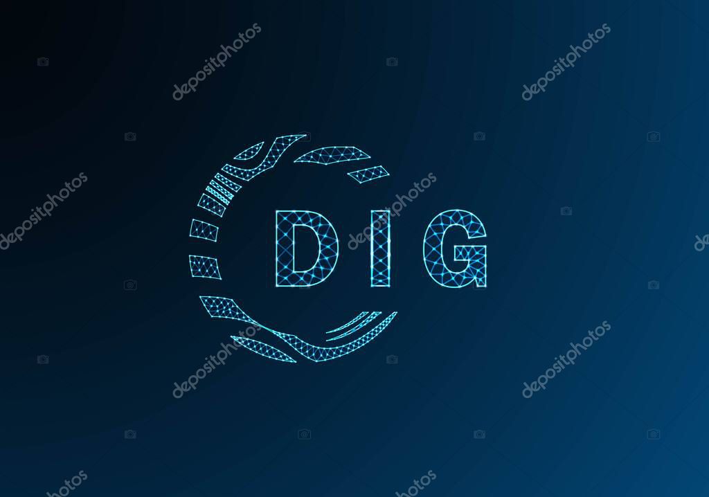 DIG low poly letter logo vector design. DIG lower poly logo design. DIG unique low poly logo design.
