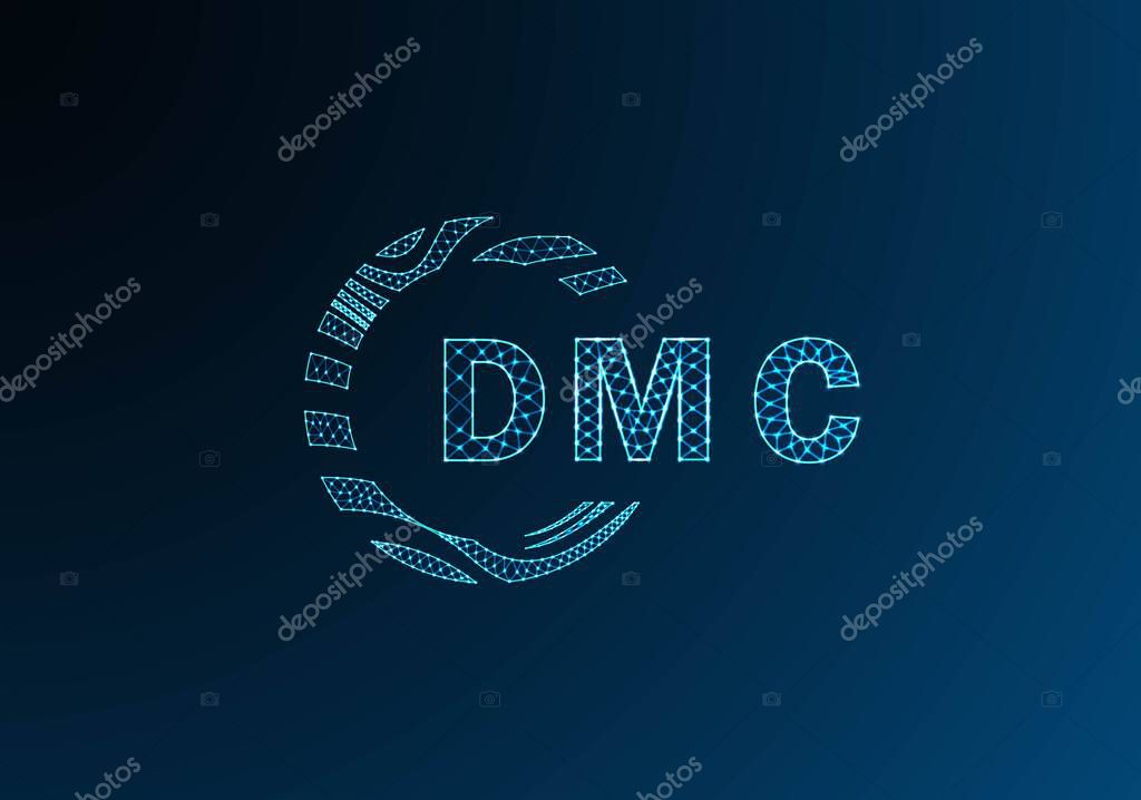 DMC low poly letter logo vector design. DMC lower poly logo design. DMC unique low poly logo design.