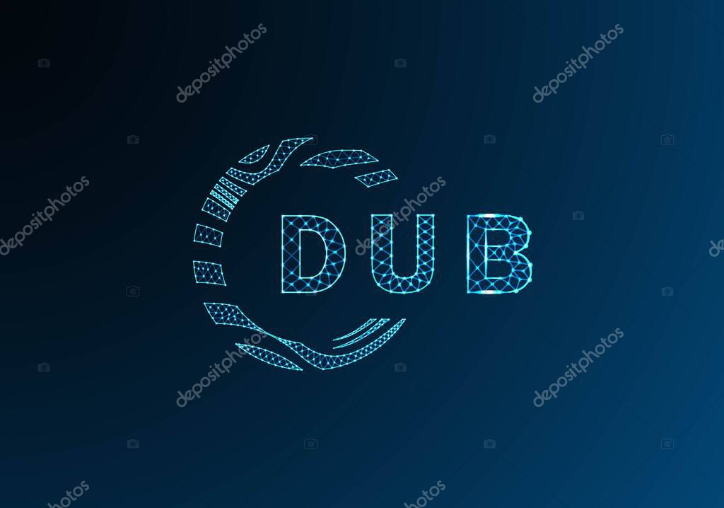 DUB low poly letter logo vector design. DUB lower poly logo design. DUB unique low poly logo design.