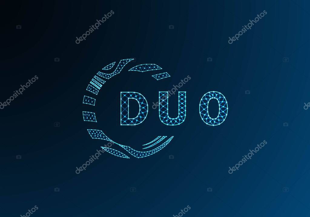 DUO low poly letter logo vector design. DUO lower poly logo design. DUO unique low poly logo design.