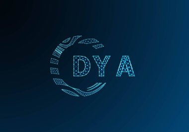 DYA düşük poli harfli logo vektör tasarımı. DYA düşük polyester logo tasarımı. DYA benzersiz düşük poli logo tasarımı.
